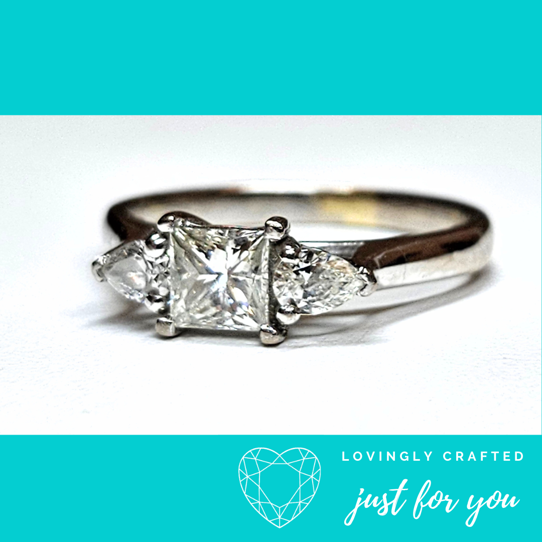 Sunyara 0.80ct Princess Cut Diamond Trilogy Ring
