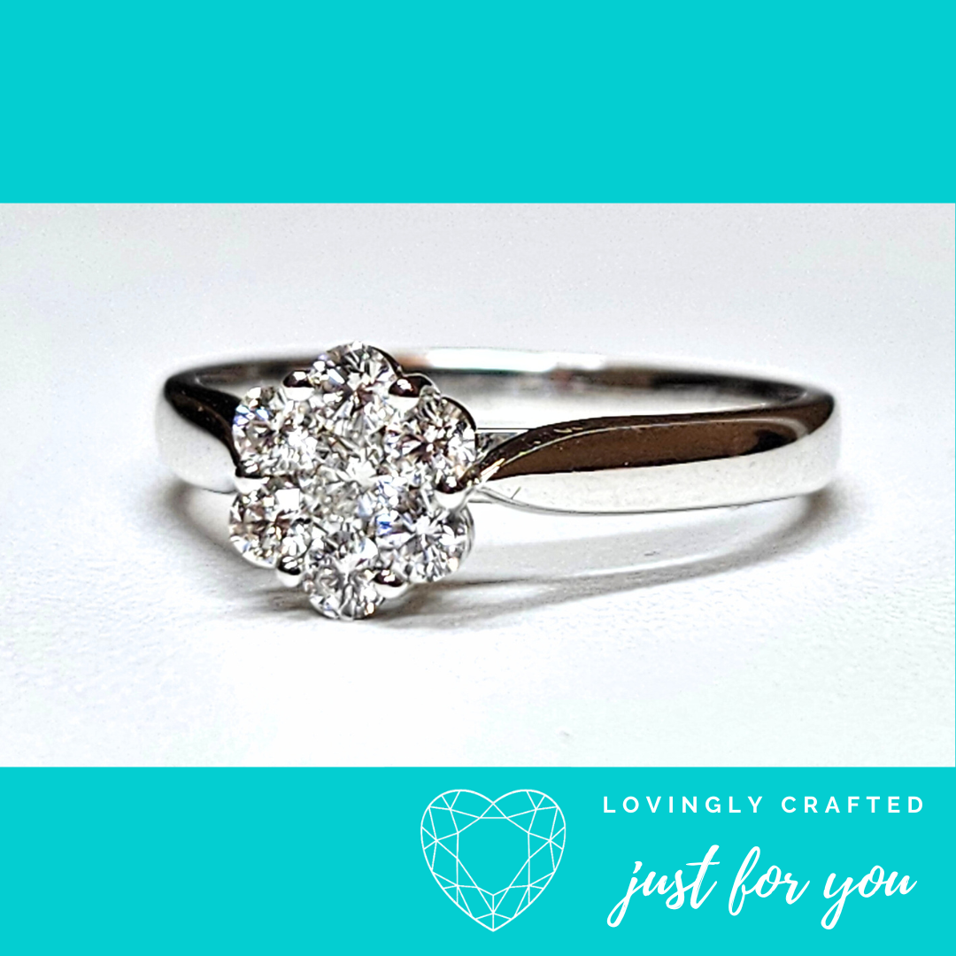 Sunyara 1.06ct 18k Cluster Diamond Ring